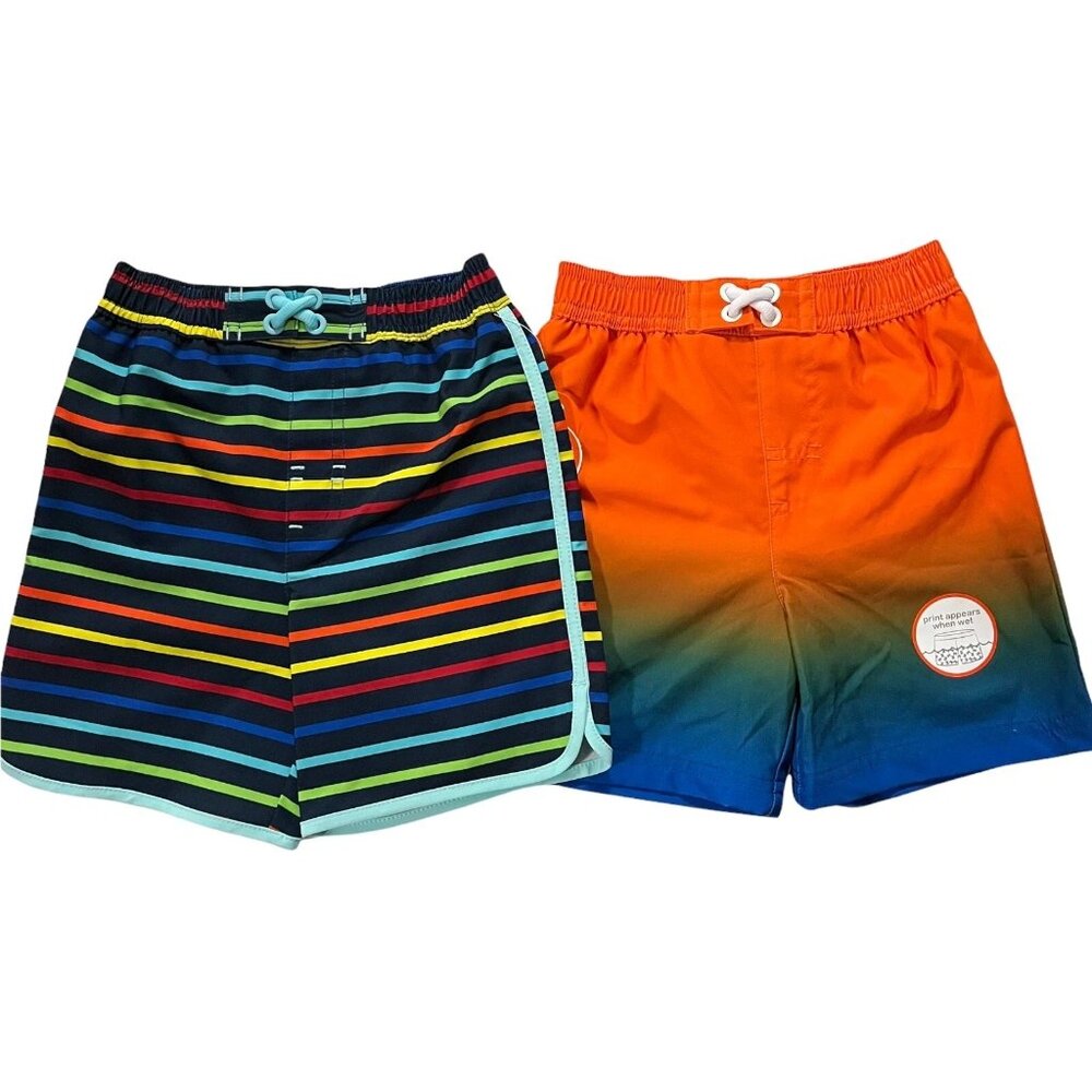 Wonder Nation Toddler Boys Swim Trunks‎ Size 2T Multicolor UPF 50+ LOT OF 2